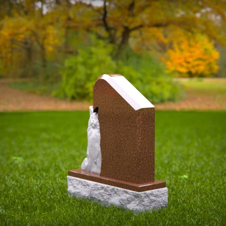 1464 - Elegant Slanted Brown Granite Cat Memorial Headstone - 8