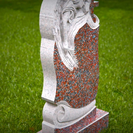 1527 - Granite Angel Headstone with Cross Accent - 2