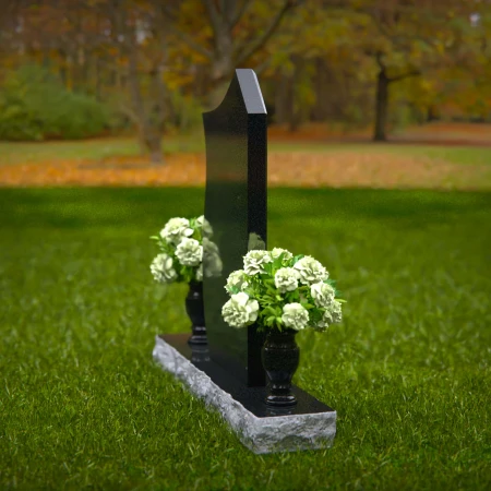 1365 - Modern Asymmetrical Granite Headstone – Unique Memorial Design - 51