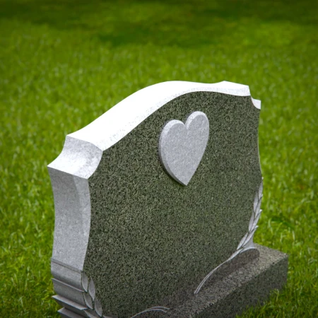 1503 - Granite Headstone with Heart and Laurel Design - 3