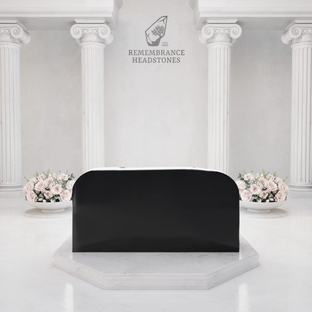 Luxury Slant Granite Headstone with Sculpted Vine & Cross