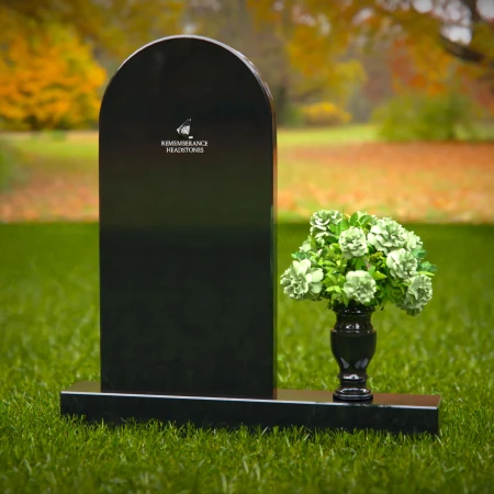 1276 - Traditional Arched Granite Headstone with Elegant Flower Vase - 55