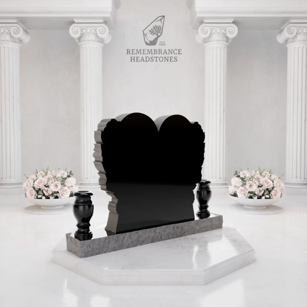 Luxury Heart-Shaped Granite Monument — Carved Rose Garland