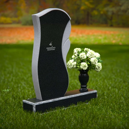 1336 - Modern Wave Design Headstone with Elegant Detailing - 48