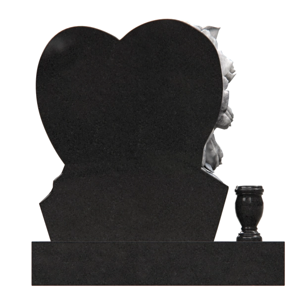 1201071 - Heart-Shaped Upright Granite Headstone With Symbolic Design