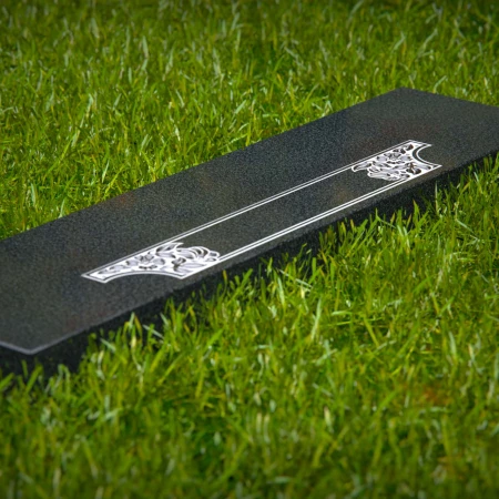 1648 - Flat Granite Grave Marker with Floral Engraving - 5