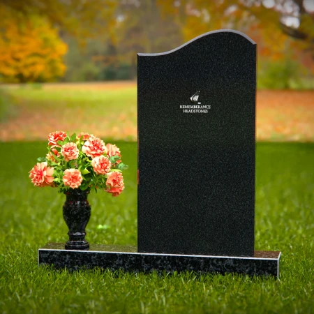 1288 - Curved Granite Headstone with Elegant Flower Vase - 50