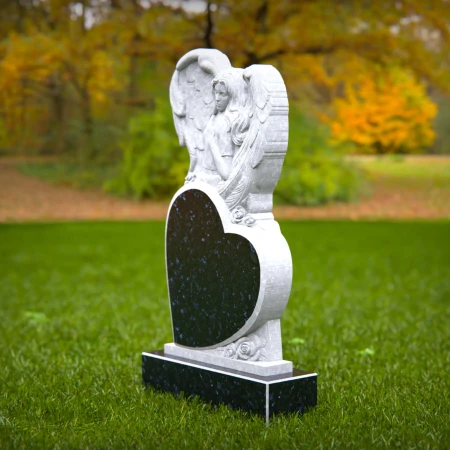 1531 - Heart-Shaped Angel Memorial Headstone - 4