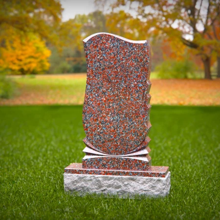 1483 - Unique Granite Memorial Headstone with Artistic Curved Design