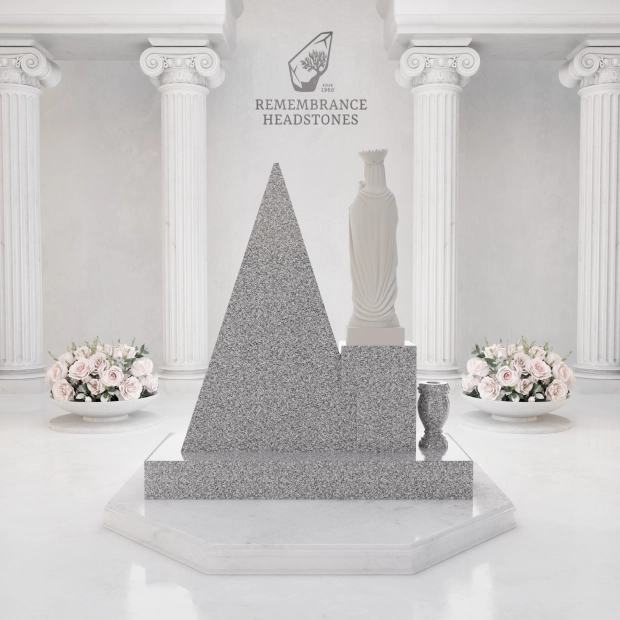 Luxury Pyramid-Shape Upright Granite Monument — Madonna