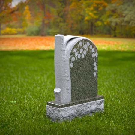 1516 - Granite Headstone with Weeping Willow Tree Design - 1