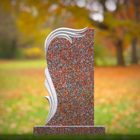 1476 - Modern Granite Headstone with Elegant Wave Design - 1