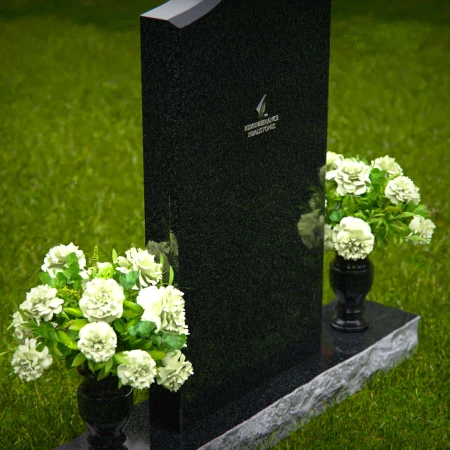 1323 - Modern Granite Headstone with Dual Flower Vases - 50