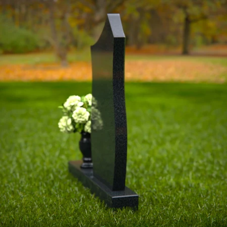 1300 - Modern Granite Headstone with Unique Contoured Design and Flower Vase - 18