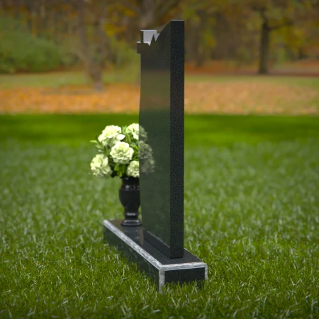 1265 - Unique Granite Headstone with Cross and Black Plaque Design – Elegant Memorial Tribute - 25