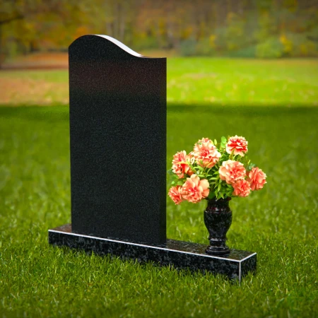 1288 - Curved Granite Headstone with Elegant Flower Vase - 53