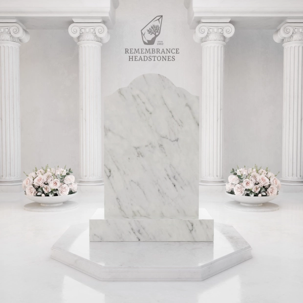 Luxury Floral Portrait Granite Headstone with Ceramic Photo