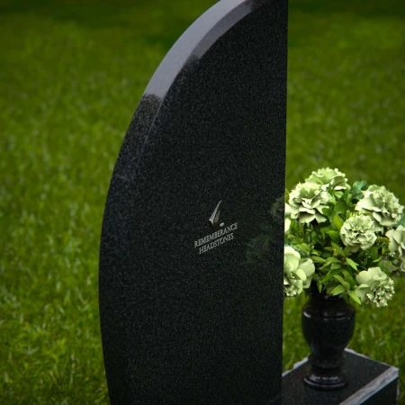 1260 - Modern Granite Headstone with Sleek Curved Design and Floral Vase – A Contemporary Memorial - 4