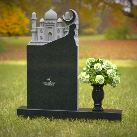 1253 - Granite Headstone with Mosque Design for Muslim Memorials - 55