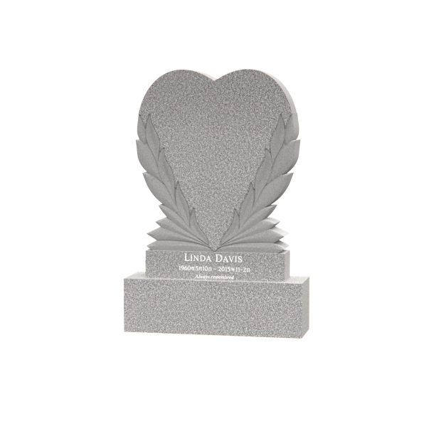 Luxury Upright Heart Headstone with Laurel Wreath