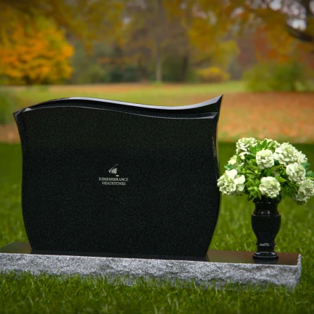 1305 - Contoured Granite Headstone with Polished Finish and Flower Vase - 56