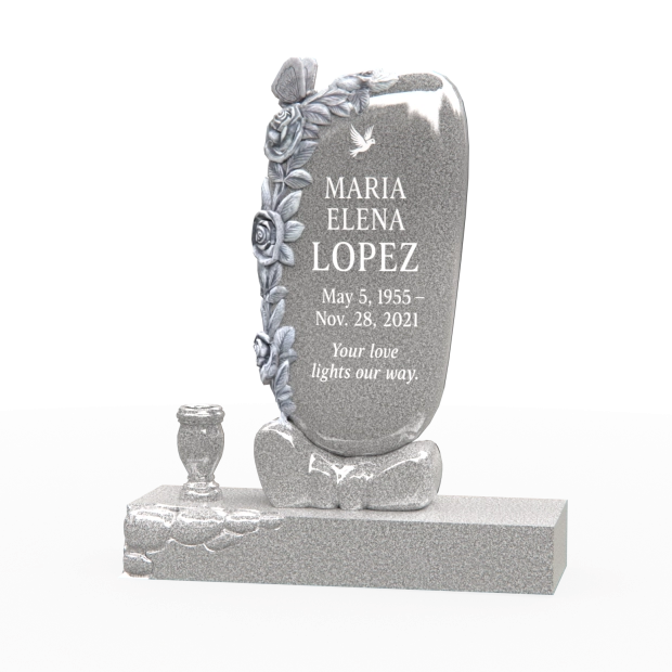 1201127 - Upright Monument with Carved Roses and Dove