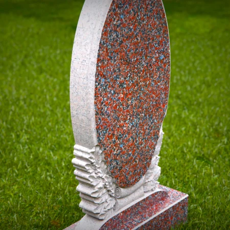 1524 - Oval Granite Headstone with Laurel Leaf Engraving - 3