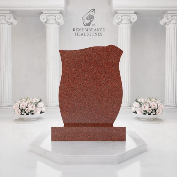Luxury Companion Rose Carved Granite Headstone with Wedding Rings