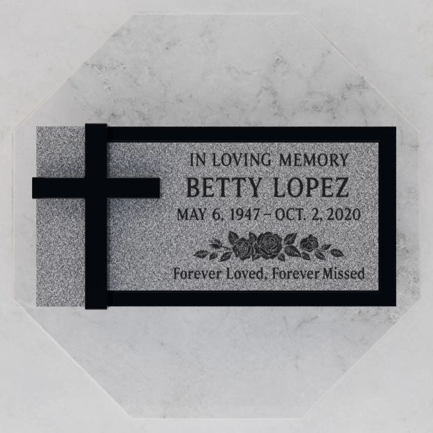 Luxury Cross Flat Granite Headstone
