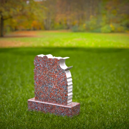 1473 - Granite Headstone with Crescent Moon and Rose Carving - 6