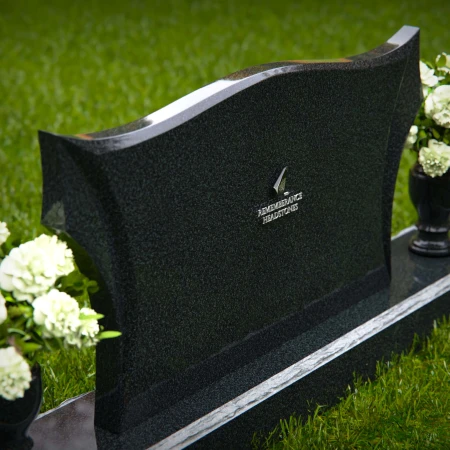 1263 - Elegant Granite Headstone with Sculpted Wave Design and Dual Floral Vases – A Stunning Memorial - 41