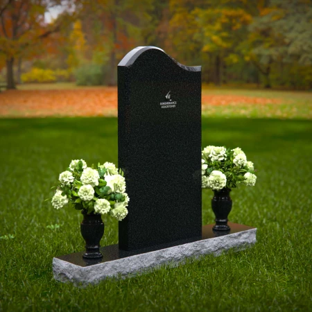 1331 - Elegant Upright Headstone with Floral Arrangement - 47