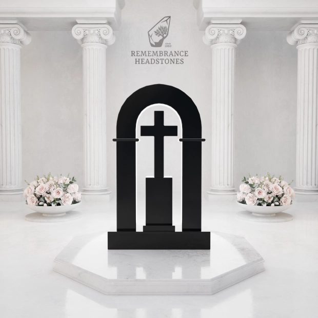 Luxury Open Arch Cross Granite Memorial