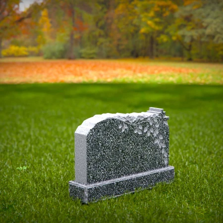 1544 - Classic Granite Headstone with Cross and Vine Leaf Engraving - 7