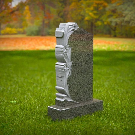 1508 - Granite Headstone with Elegant Floral Carving - 5