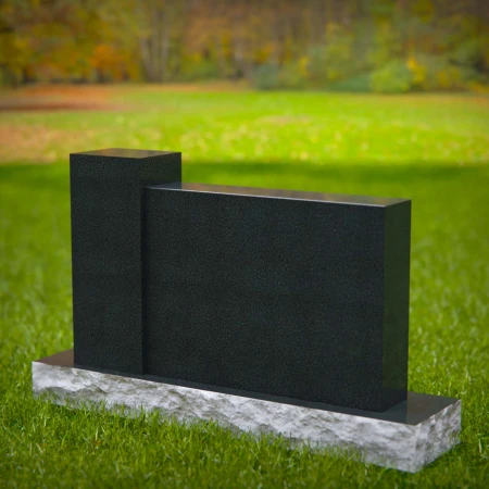 1589 - Modern Black Granite Headstone with Engraved Rose – Elegant Memorial - 2