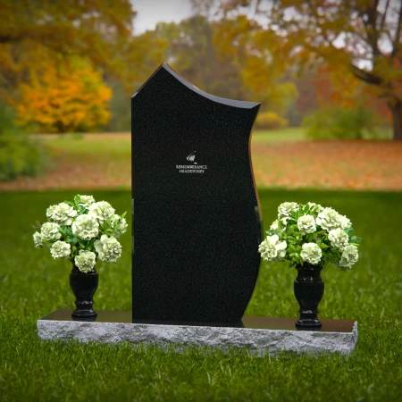 1365 - Modern Asymmetrical Granite Headstone – Unique Memorial Design