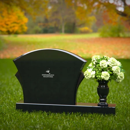 1267 - Unique Granite Headstone with Artistic Arch Design and Floral Vase – A Timeless Tribute - 44