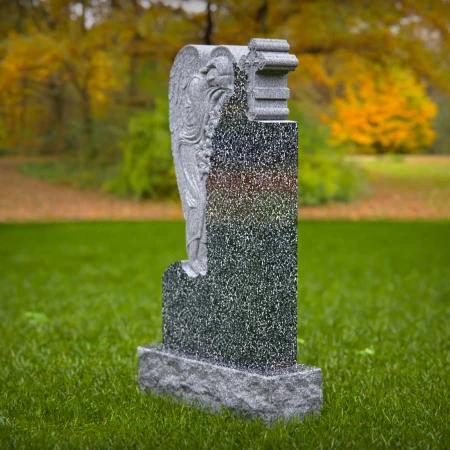 1520 - Granite Headstone with Angel and Cross Sculpture - 7