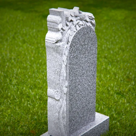 1517 - Granite Headstone with Tree and Leaf Carving - 6