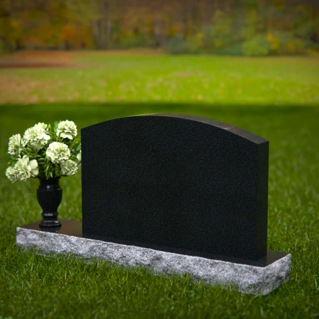 1295 - Elegant Waved Granite Headstone with Single Flower Vase - 7