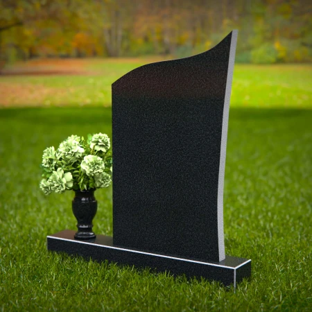 1272 - Modern Granite Headstone with Flowing Curved Design and Floral Vase – A Graceful Tribute - 52