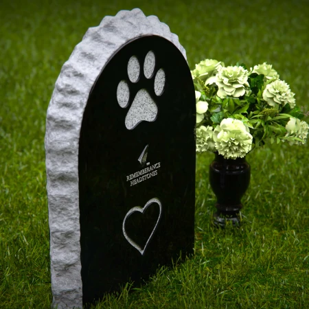 1269 - Granite Pet Memorial Headstone with Heart Design and Textured Edges – A Loving Tribute - 48