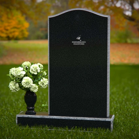 1291 - Granite Upright Headstone with Single Flower Vase and Curved Top - 30