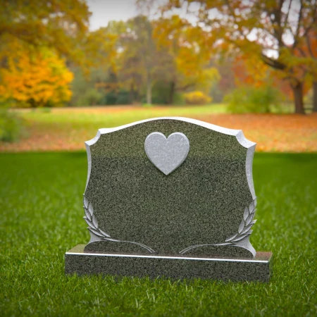 1503 - Granite Headstone with Heart and Laurel Design