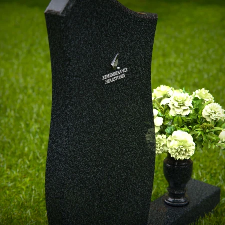 1300 - Modern Granite Headstone with Unique Contoured Design and Flower Vase - 8