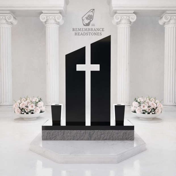 Luxury Companion Upright Headstone with Cross Cutout
