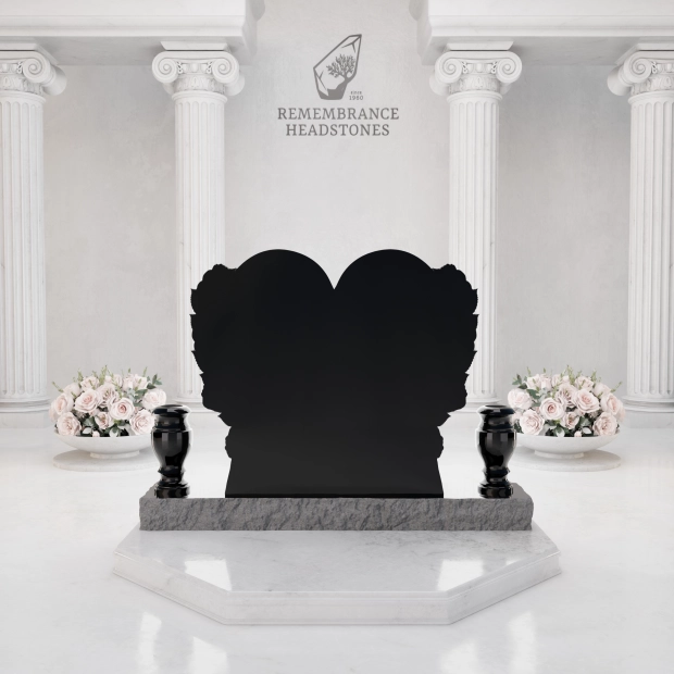 Luxury Heart-Shaped Granite Monument — Carved Rose Garland