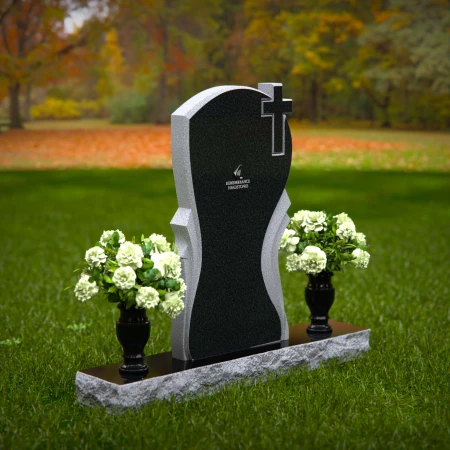 1343 - Graceful Memorial Headstone with Cross Detail - 45