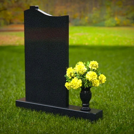 1307 - Upright Granite Headstone with Cross Design and Flower Vase - 51